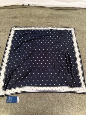 Old Navy Navy and Ivory Polka Dot Border Scarf